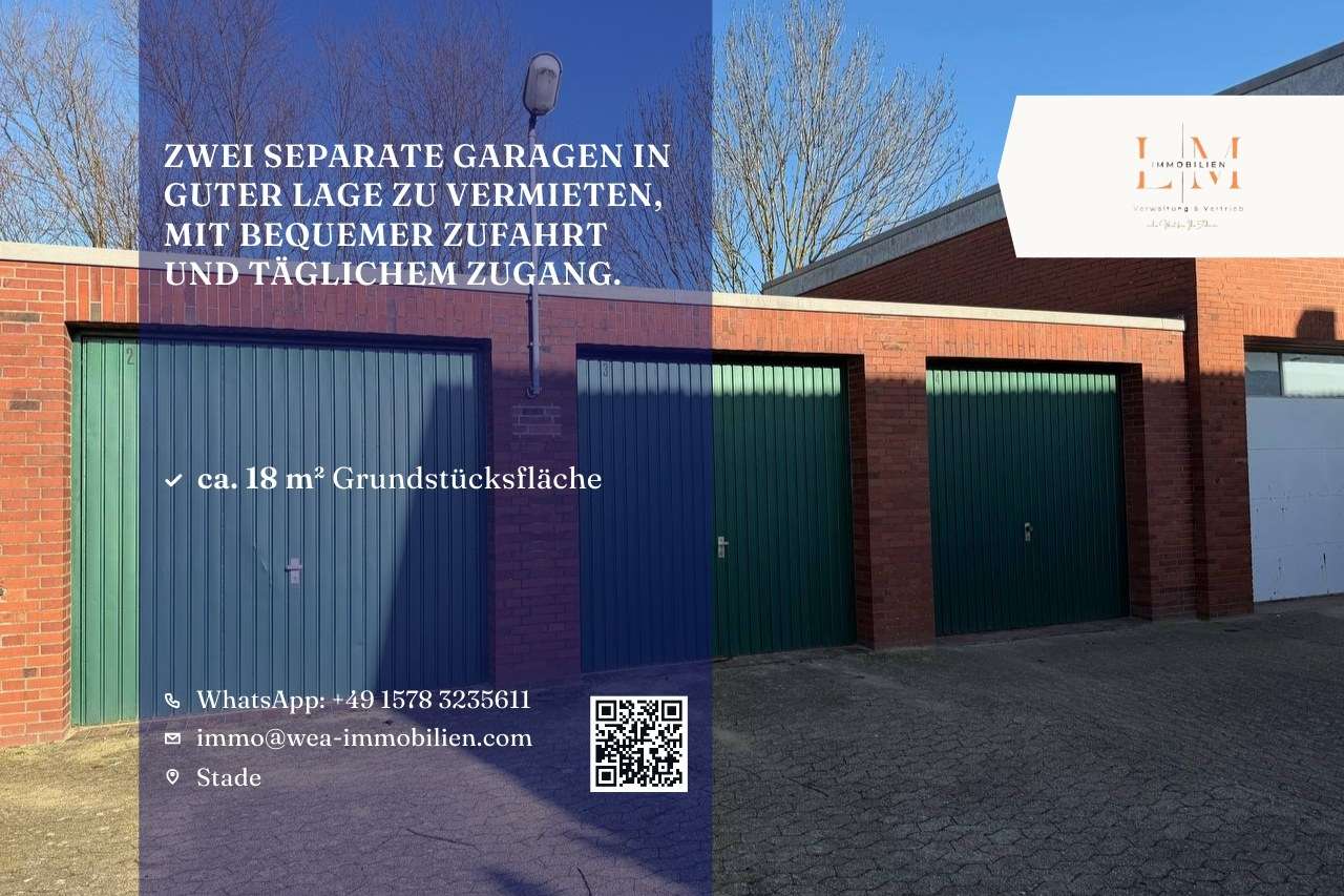 Zwei separate Garagen in guter Lage zu vermieten, mit bequemer Zufahrt und täglichem Zugang.